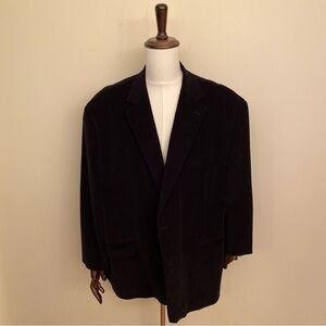 Oak Hill Mens Corduroy Blazer Sport Coat Jacket 2 Button Black 3XL 54R/56R